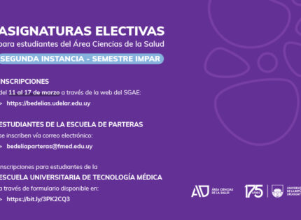 Inscripción a Unidades Curriculares Electivas para estudiantes del Área Ciencias de la Salud / Segunda instancia del semestre impar 2024